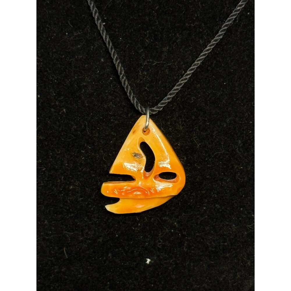 Vintage Bakelite Sailboat Pendant Woven Cord Necklace